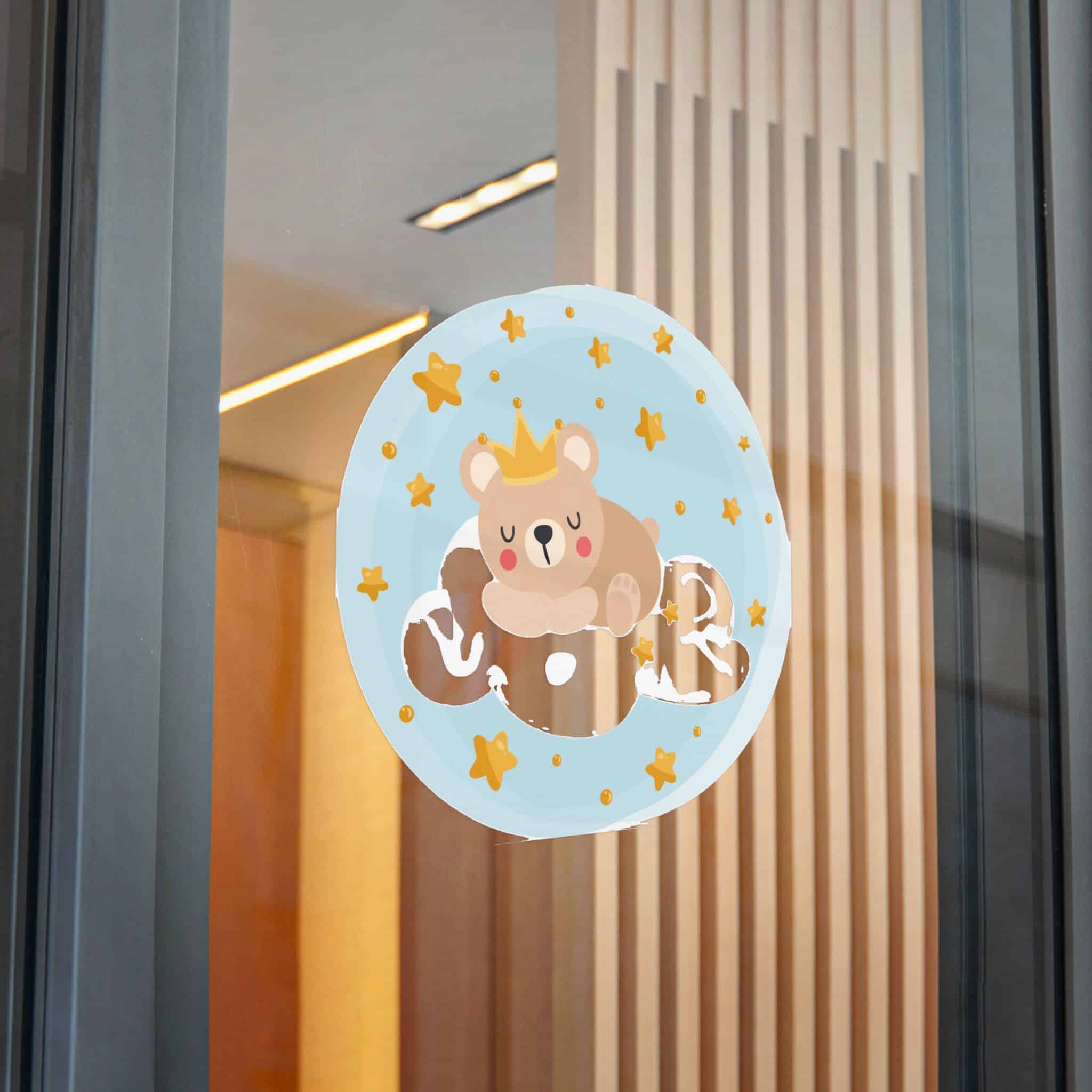 Round Illustration Sweet Dreams With Teddy Bear Prince Sleeping On Cloud Die Cut Stickers Dtf - Image 30