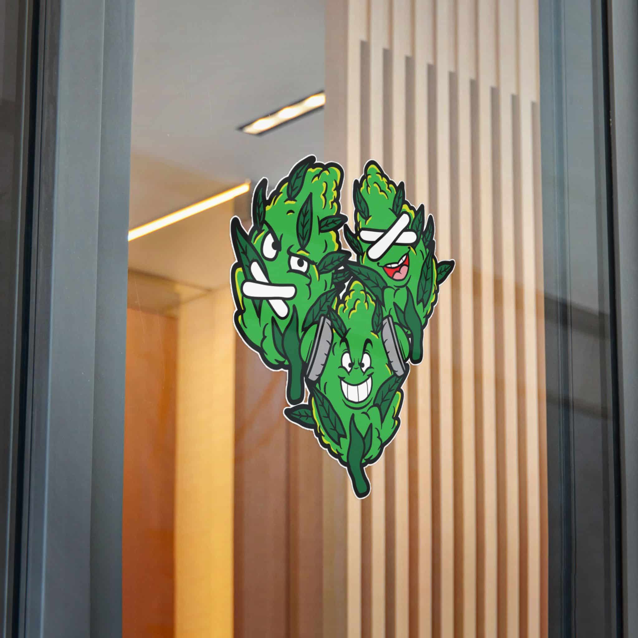 Grass Bud Weed Marijuana High Emoji Die Cut Stickers Dtf - Image 32